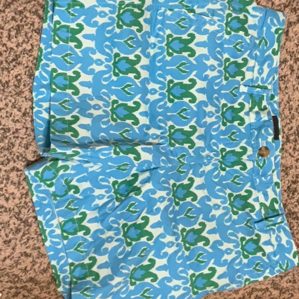 Blue and Green Patterned Shorts